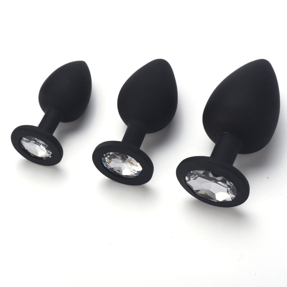plug anal de silicona suave con joya – tamaño m