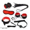 set bondage bdsm de 7 piezas – esposas, látigo, antifaz y más
