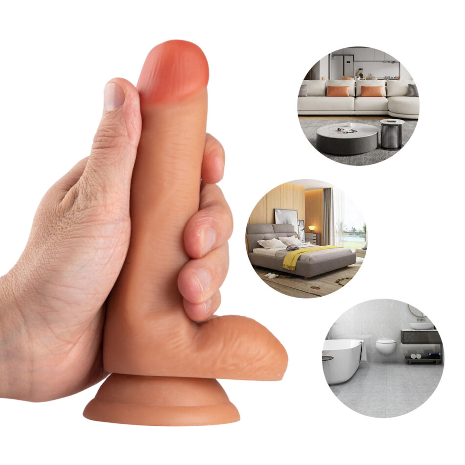 dildo realista con ventosa de 16 cm y testículos