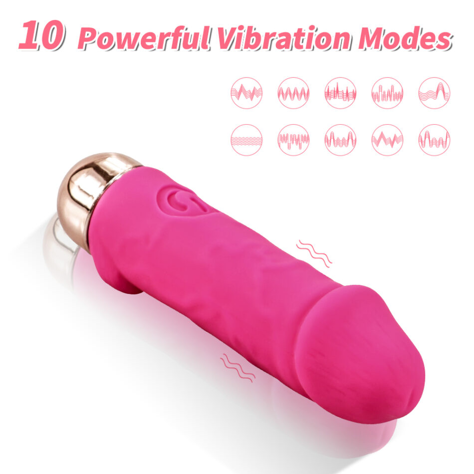 mini vibrador realista con 10 modos de vibración – usb recargable