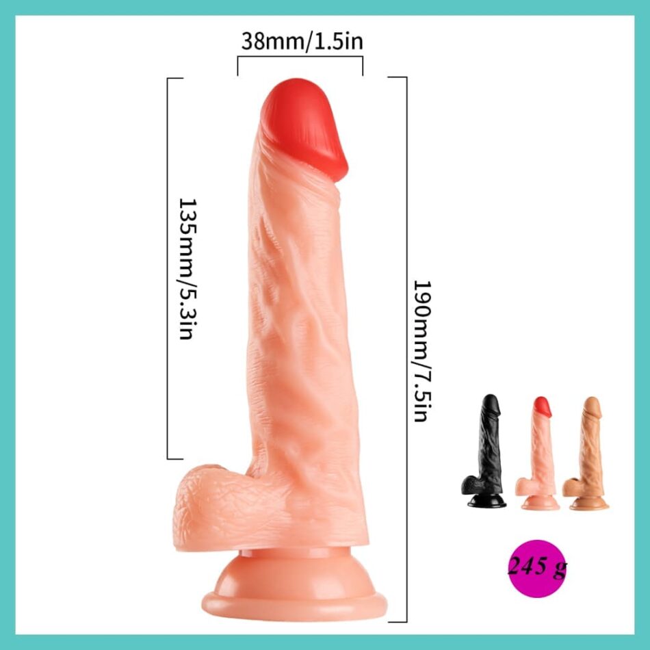 dildo realista con ventosa de 19 cm