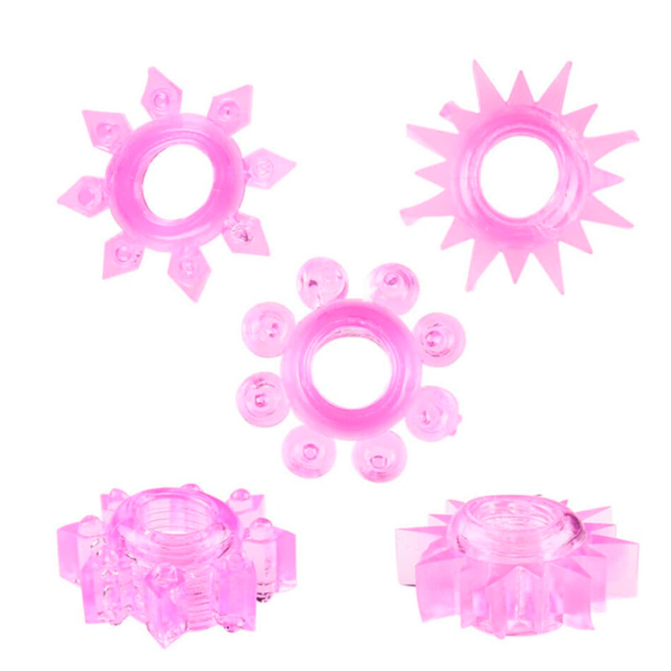 set de 5 anillos texturizados de silicona reutilizables