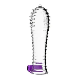 funda vibradora para el pene crysta con textura y bala estimuladora