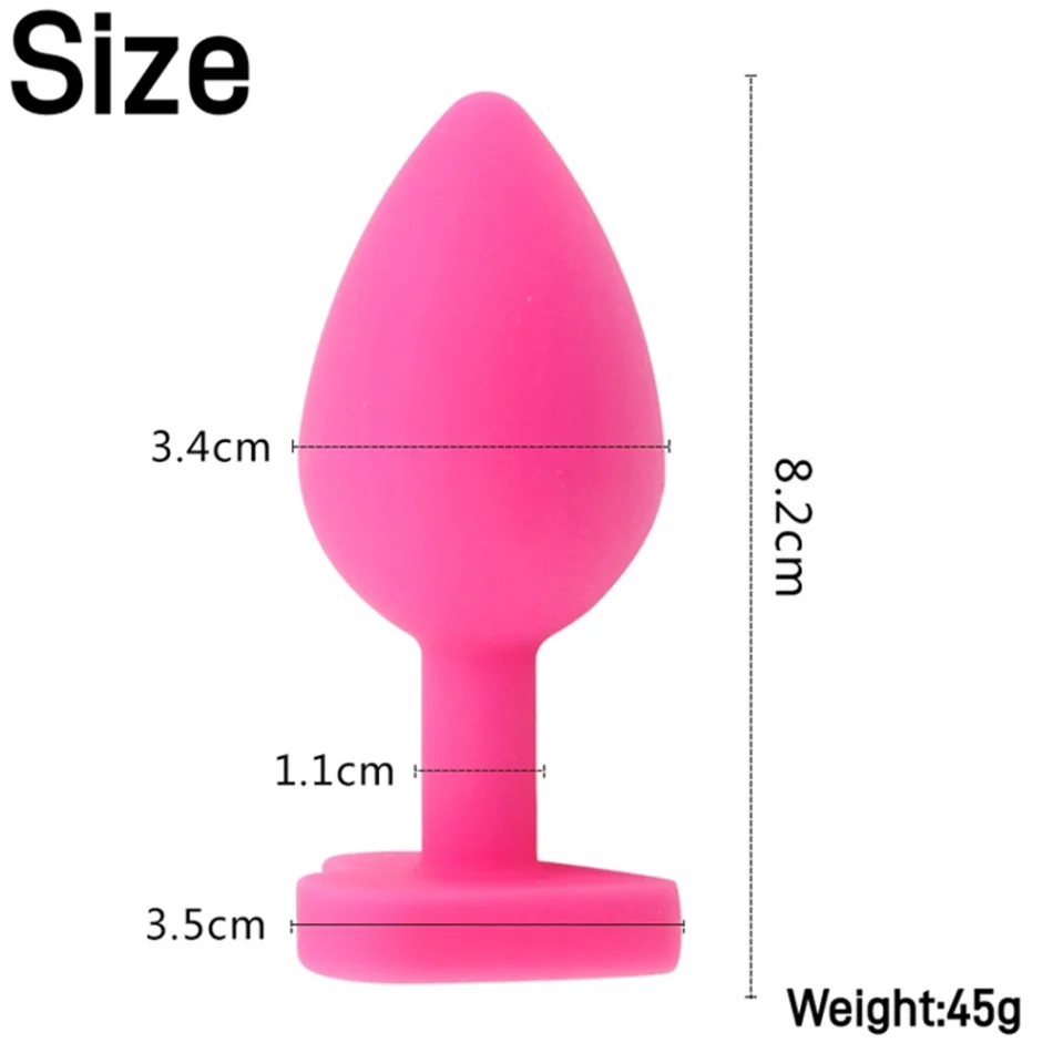 plug anal de silicona con base corazón
