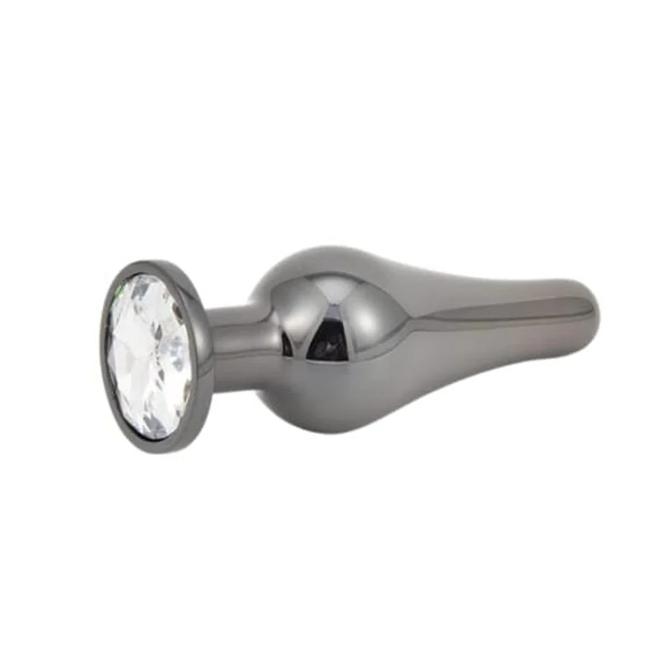 plug anal metálico mediano con joya – estimulación y masaje prostático