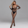 body de malla brillante con diamantes de imitación – sin entrepierna