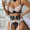 body de lencería sexy transparente con encaje y bordado – tallas l y xl