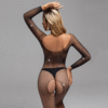 body de malla brillante con diamantes de imitación – sin entrepierna