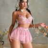 lencería sensual mujer con encaje transparente y bordado de hadas – tallas l y xl