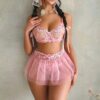 lencería sensual mujer con encaje transparente y bordado de hadas – tallas l y xl