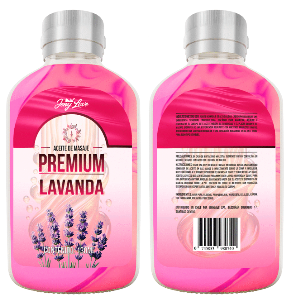 aceite para masajes y lubricación premium aroma a lavasnda 130 ml ( uso todas las zonas)
