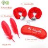 set bondage 4 pzas ; esposas, dados, antifaz y latigo