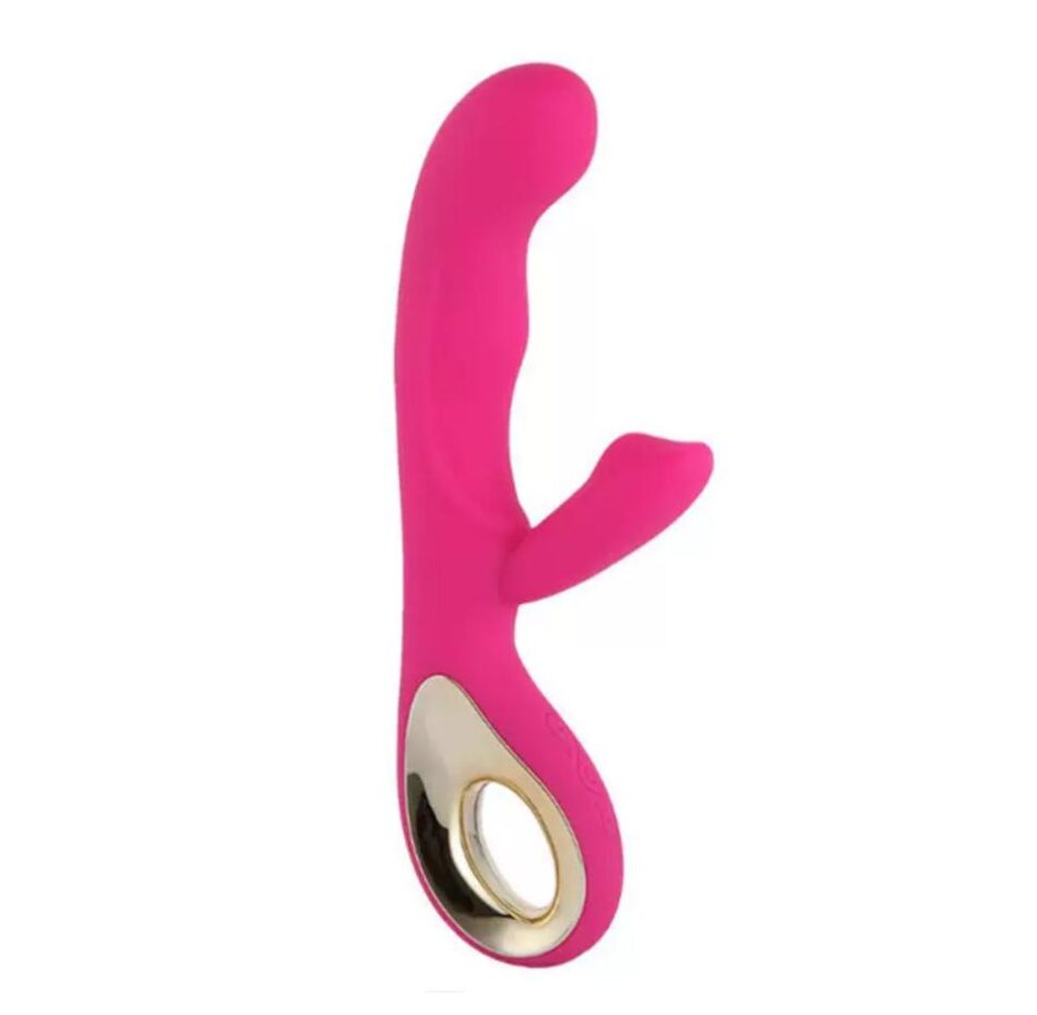 vibrador doble punto g y clítoris de silicona rosa