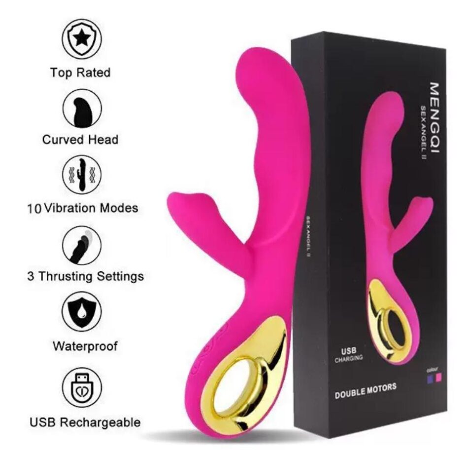 vibrador doble punto g y clítoris de silicona rosa
