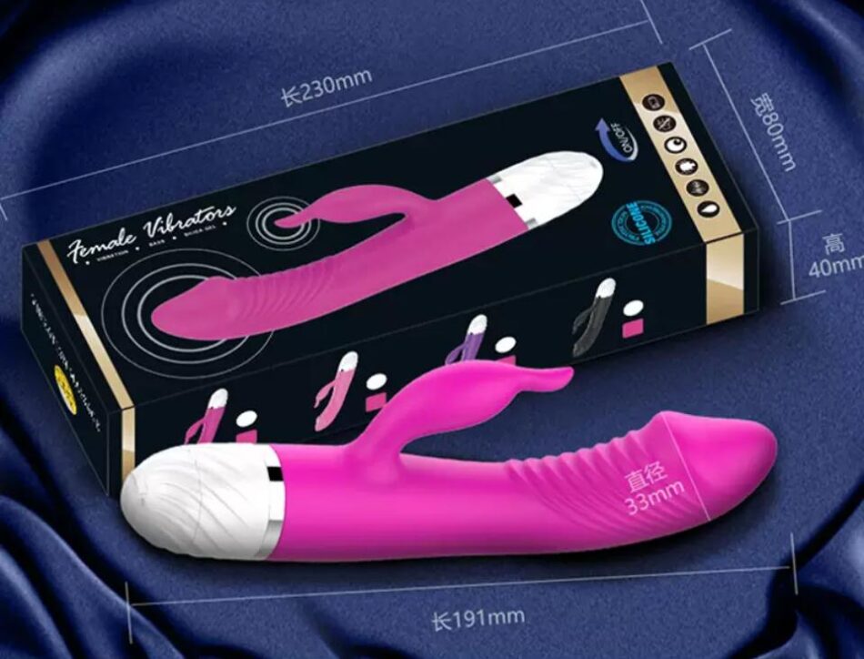 vibrador doble punto g y clítoris de silicona rosa y morado silencioso