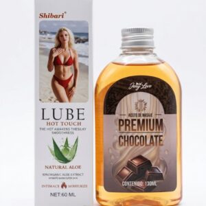 pack lubricante efecto calor + aceite estimulante aroma chocolate
