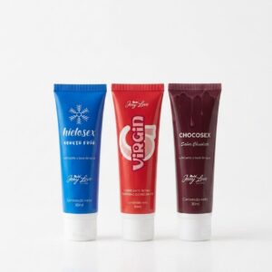 pack lubricante virgin 30ml + chocolate comestible 30ml+ lubricante anal silicona 30ml