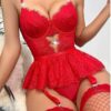 lenceria conjunto rojo encaje