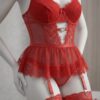 lenceria conjunto rojo encaje