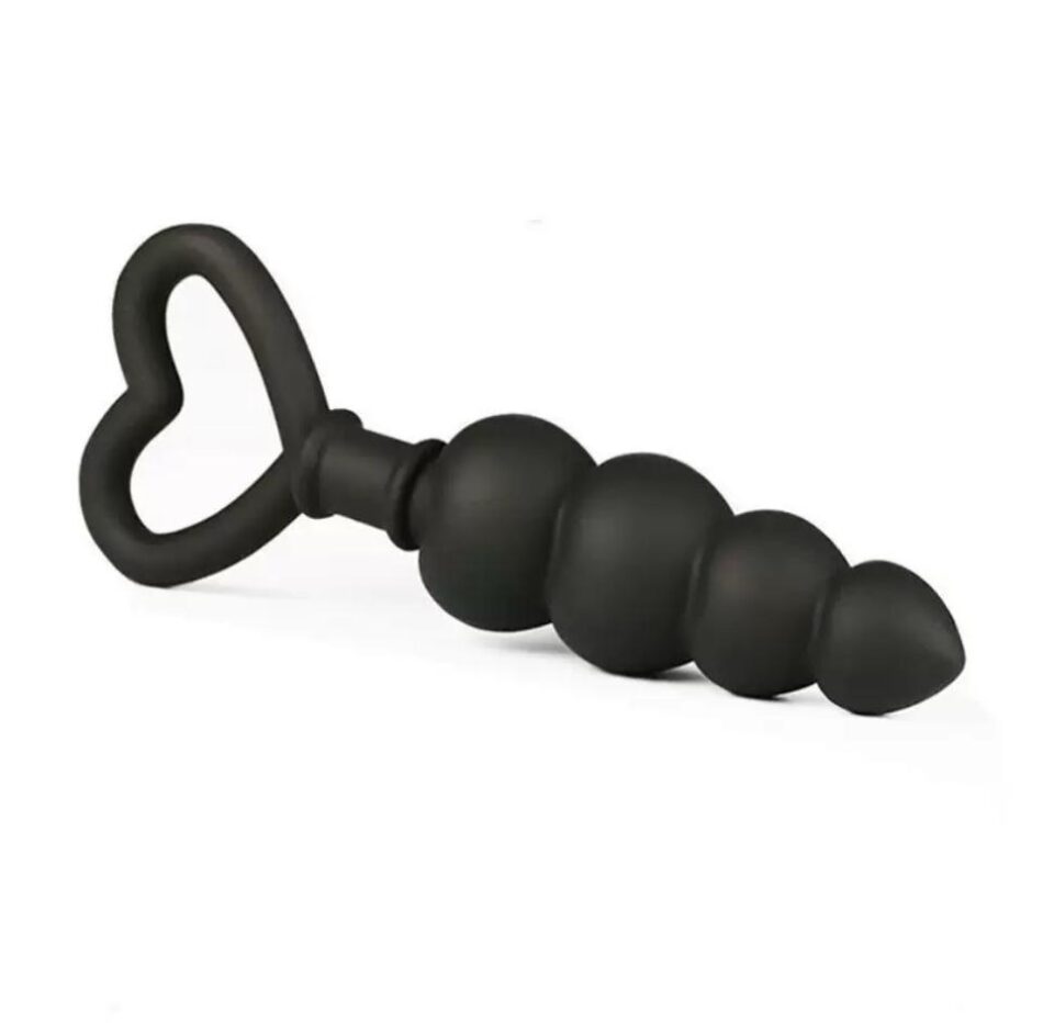 plug anal cónico de silicona premium con mango en forma de corazón