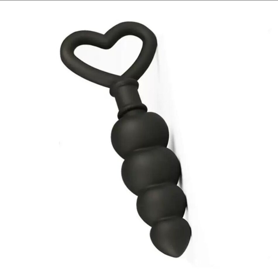 plug anal cónico de silicona premium con mango en forma de corazón