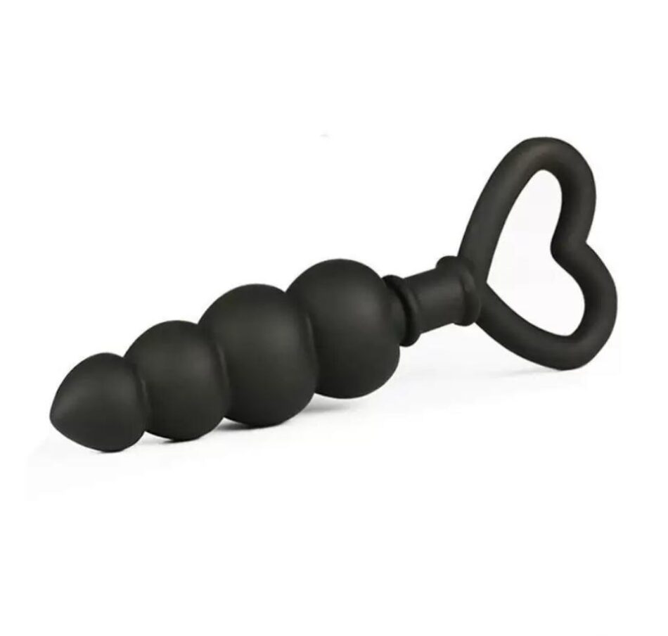plug anal cónico de silicona premium con mango en forma de corazón