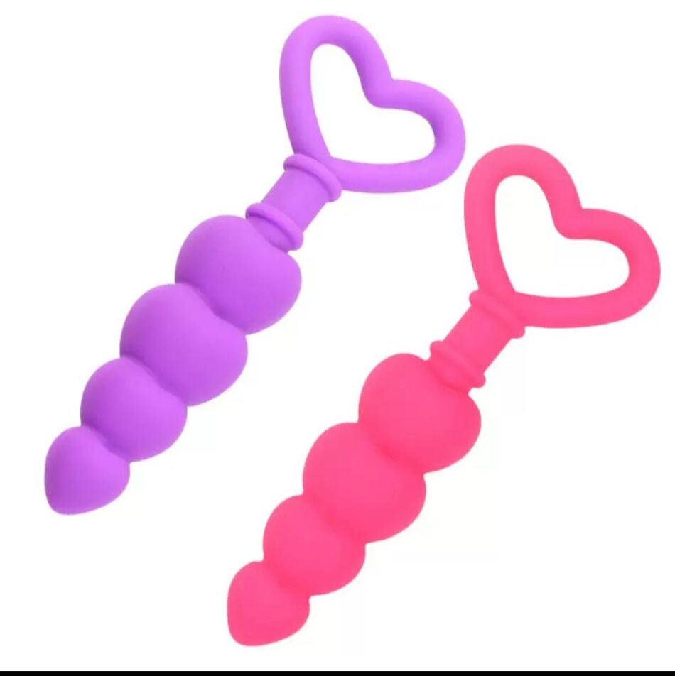 plug anal cónico de silicona premium con mango en forma de corazón