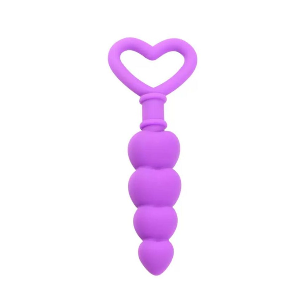 plug anal cónico de silicona premium con mango en forma de corazón