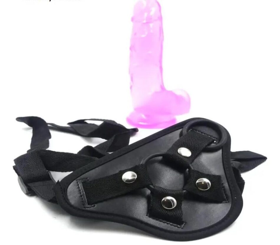 set arne con dildo engrosador+ arnés regulable / kit extensor de silicona con sujeción firme