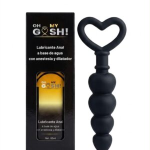 kit de placer Íntimo: plug anal de silicona con mango de corazón + lubricante oh my gosh! (85 ml)